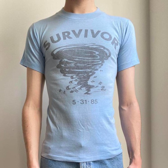 VTG 80S EGON VON FURSTENBERG WHITE SINGLE STITCH GRAPHIC TEE MEDIUM